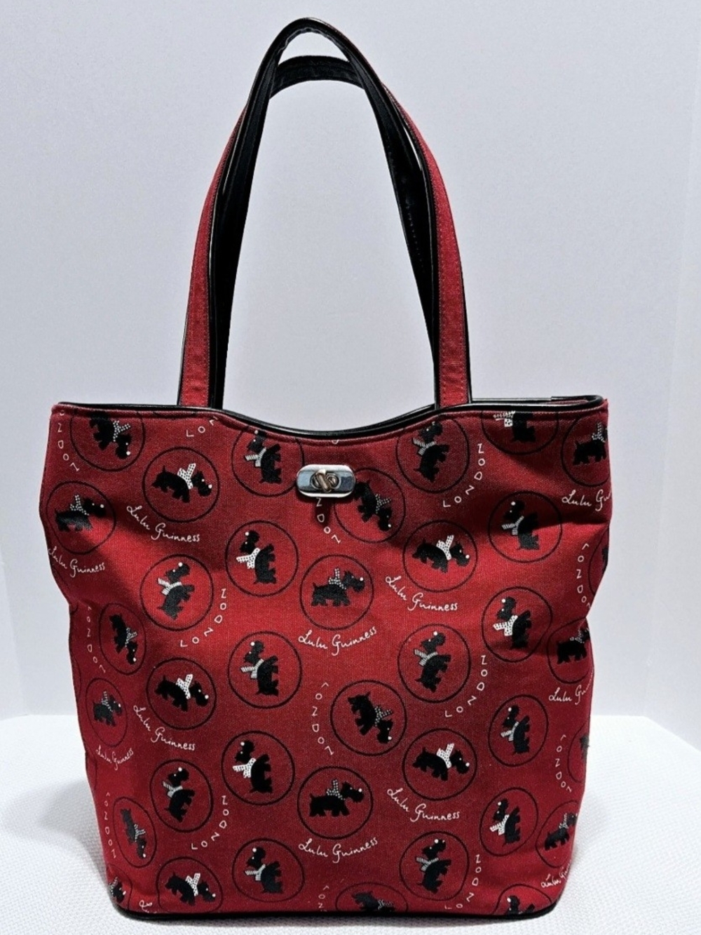 Lulu Guinness Red Tote with Black Accents